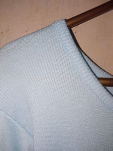 Blue Ribbed Midi Dress