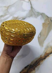 Gold Beaded Topi For Kids