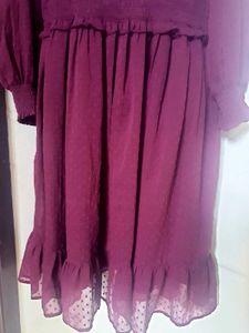 Burgundy Ruffle Midi Dress