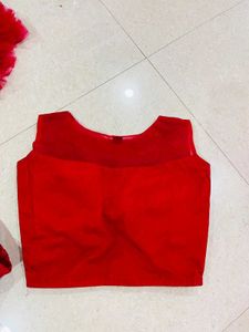 Rani Pink Colour Crop Top With Skirt And Dupatta