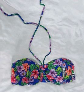 Blue Floral print Bikini Top