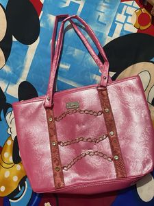 Pink Chain Detail Tote Bag