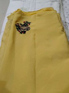 Embroidered Yellow Saree