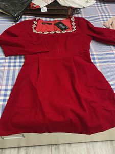 Red Velvet One Piece Dress