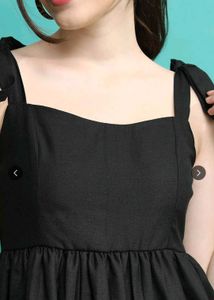 Cute Black Tie Strap Dress