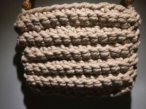 Hand Made Macrame Thread Off-white With Beads Handle Sling Bag