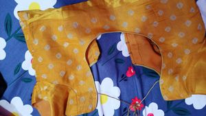 Yellow Cotton Saree With Blouse