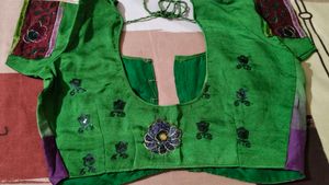 Beautiful Purple And Green Sari With Blouse