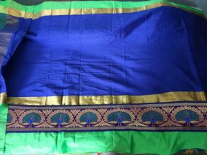 BrandNew ElegantBlue&amp;Green SilkSaree+UnsticheBlous