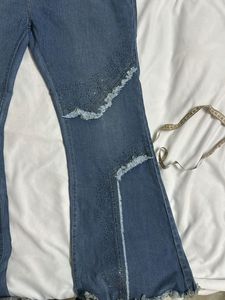 High Waisted Embellished Flare Jeans