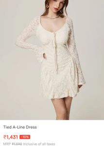 SAVANA Lace bell sleeves Dress with Tie Detail