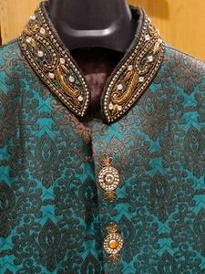 Elegant Teal Green Sherwani