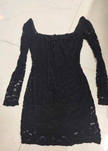 Lace Detail Black Dress