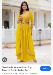 yellow 3 piece set (blouse, palazzo, shrug)