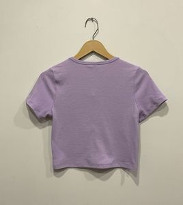 V neck button crop top