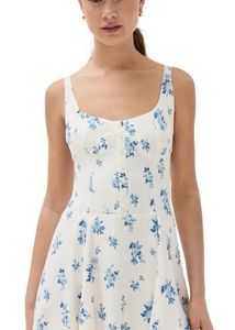 Savana (S) White and Blue Mini Floral Dress