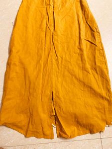 Westside Mustard Embroidered Cutout Midi Dress