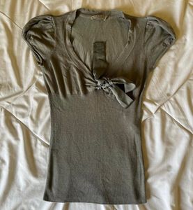 Olive Top With Bow