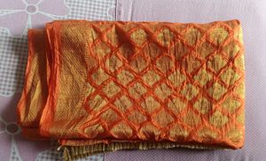 Orange & Gold Woven Dupatta