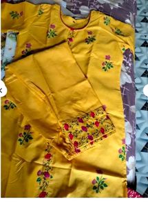 Yellow Embroidered Kurti Set
