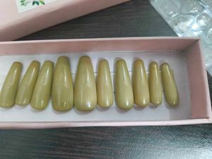 Beige long false nails