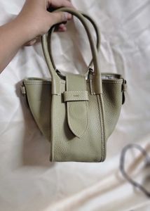 Elegant Olive Green Leather Top Handle Bag