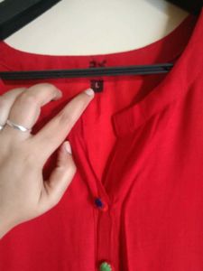 Red Embroidered Kurta