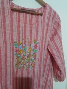 Striped Embroidered Kurti