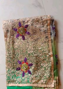 Beautiful Green Coloured Saree.🌼