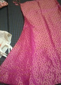 Golden Kurti With Pink Skirt Set