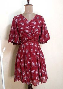 Rust Red Flare Dress