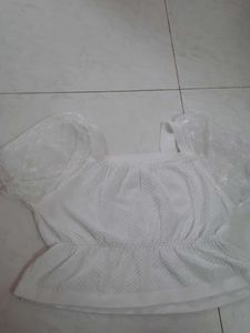 White Puff Sleeve Top Size- 30-32