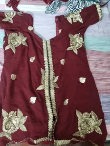 Maroon Embroidered Saree