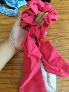 Pink Floral Embroidered Hair Scarf