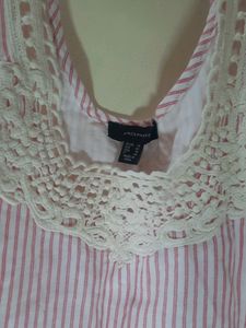 Pink Striped Tiered Tank Top