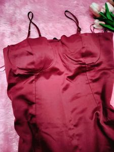 Red Satin Slip Dress