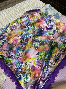 Boho Fairycore Satin Shrug Maximalist Floral Print