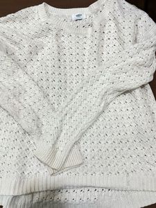 Old White Crochet Knit Sweater