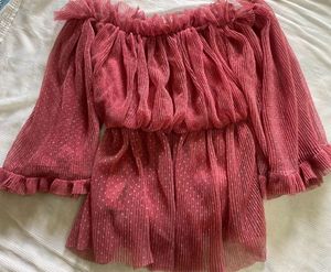 Pink Off-Shoulder Ruffle Top