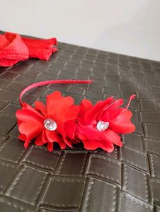 Red Flower Hair Band