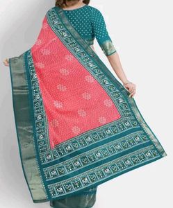 Dola Silk Saree With Jaipuri Print
