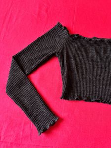 Shein Black Off-Shoulder Crop Top