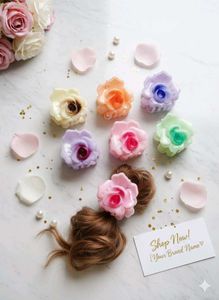 Pack Of 6 Floral Rose Hair Claw Clips