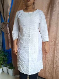 White Embroidered Kurti
