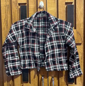 Plaid Cropped Shirt Jacket