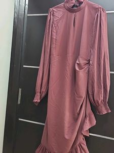 Mauve Ruffle Midi Dress