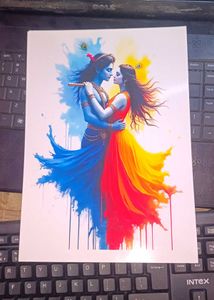 Radha Krishna Abstract Art Print