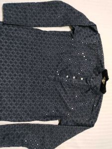 Wedding Exclusive Black Embroidered Men&#39;s Kurta.