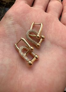 Gold Double Hoop Earrings with Diamonds
