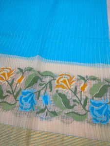 Elegant Blue Floral Saree💙🌷